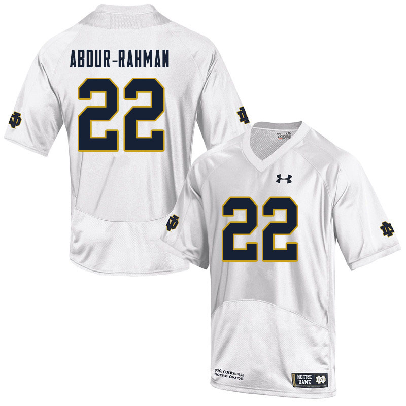 Men's NCAA Notre Dame Fighting Irish #22 Kendall Abdur-Rahman Stitched College Under Armour Authentic White Football Jersey YH10O13YS